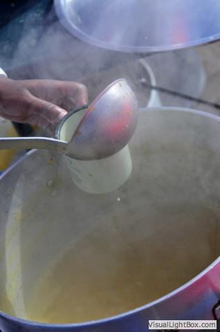 soup dished into cups