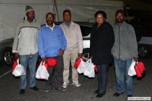 truck drivers and community members receive meals and hampers